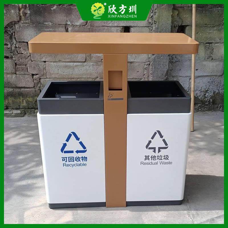 户外小区街道白色喷粉两连体双开门不锈钢分类垃圾桶金属果皮箱,淘宝优惠券,粉丝福利购,淘宝优惠卷