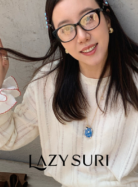 LAZYSURI蓝箱探险珐琅彩毛衣项链