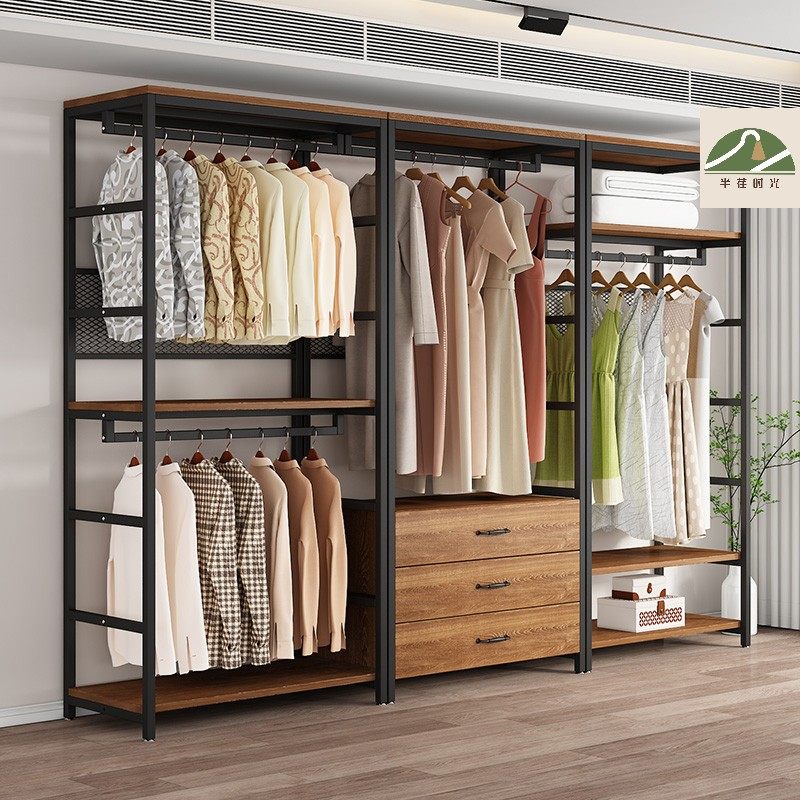开放式金属衣柜卧室落地挂衣架步入式收纳架铁艺洞洞板衣帽间架子,淘宝优惠券,粉丝福利购,淘宝优惠卷