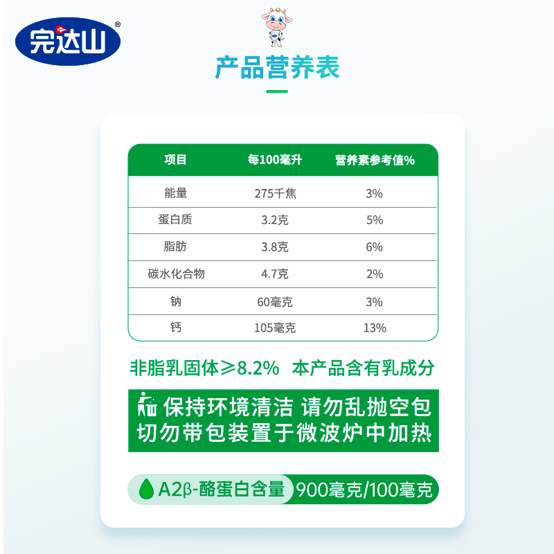 【官方旗舰】完达山梦幻盖A2β-酪蛋白纯牛奶250mlx10盒整箱装 - 图1