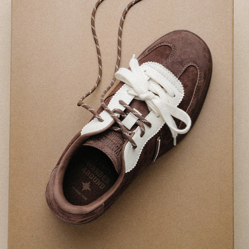 Wander around2025秋季新款棕色拼白厚底增高休闲鞋复古德训鞋女,淘宝优惠券,粉丝福利购,淘宝优惠卷