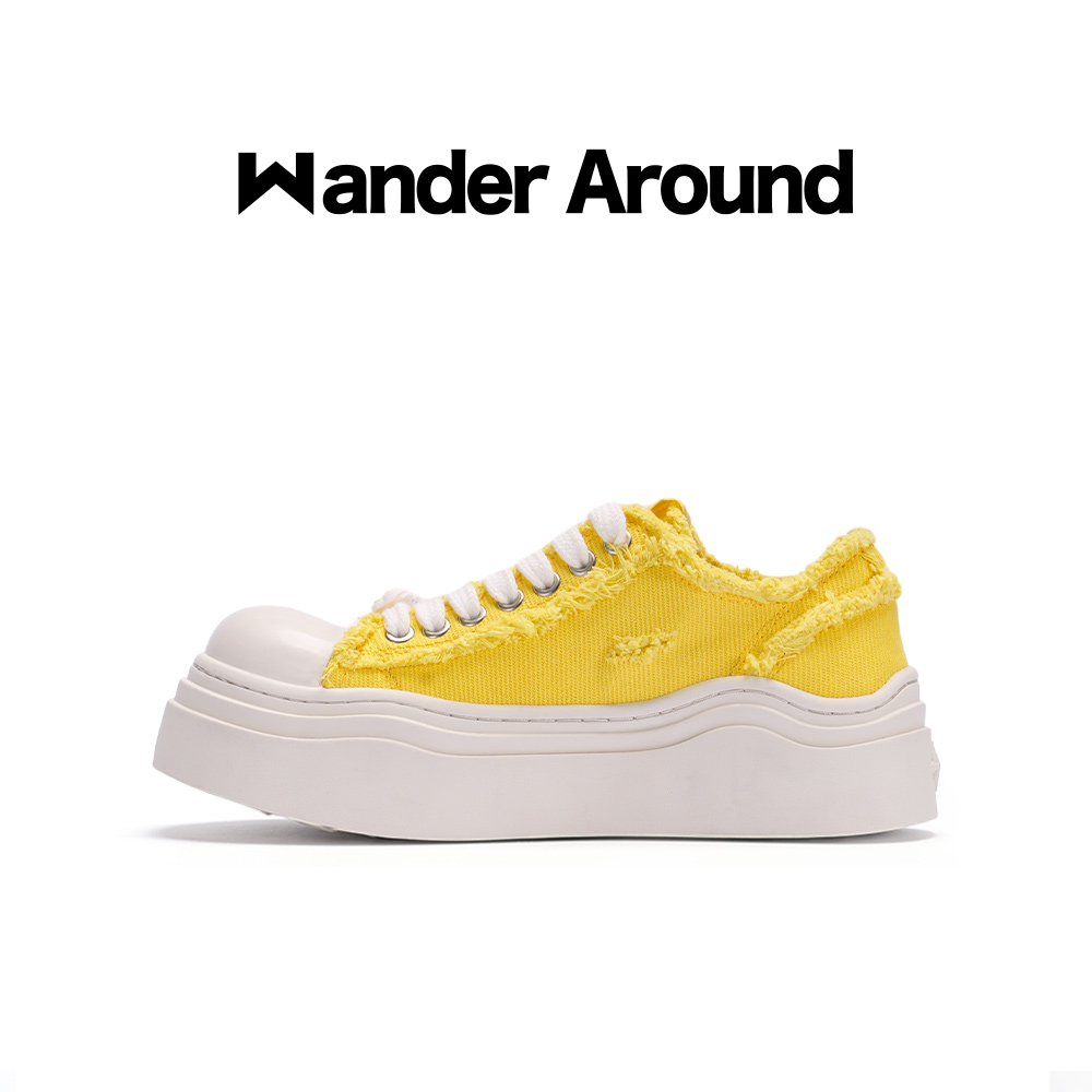 【于文文同款】Wander Around 春秋款黄色大头帆布鞋做旧休闲鞋女