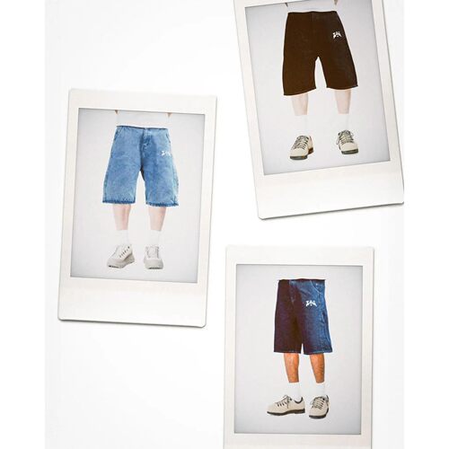 New Divin Street Geometry Graphic Embroidery Baggy Denim Sho - 图3