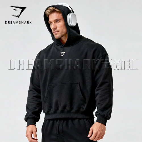 GYMSHARK肌肉鲨鱼短款连帽卫衣秋冬运动长袖CF综合训练毛圈健身服 - 图0