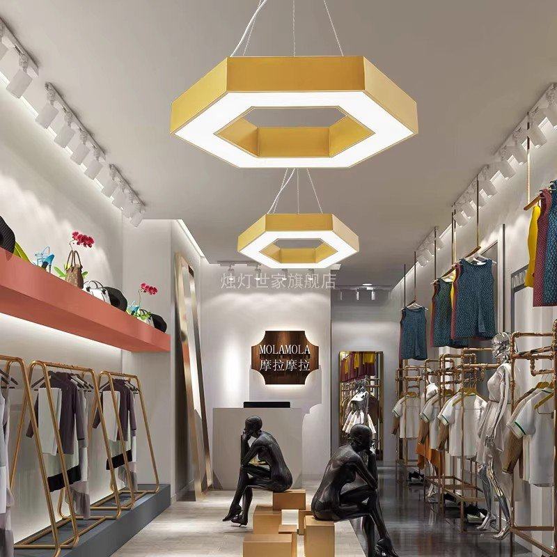 LED异形灯办公室吊线灯理发店超市商场六边形蜂巢吊灯商用工业风,淘宝优惠券,粉丝福利购,淘宝优惠卷