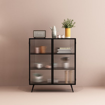 Nordic Home Minimalist Dining Side Cabinet Tempered Glass Uan Guan Cabinet Restaurant Containing Cabinet Bowls Cabinet Iron Art Tea Water Cabinet Wine Cabinet