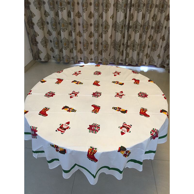圣诞节卡通纯棉加厚桌布厨房餐厅节日礼物圆桌长方形台布装饰布艺