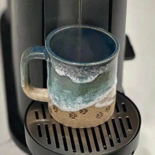 Paw Print Shoreline Mug, Shoreline Paw Ceramic Coffee Cup, - 图0