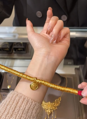 古法金包银黄财神盘缠手链烧蓝珐琅五路财神手串扎拉基母手镯送礼