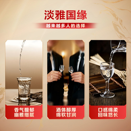 【52度原箱】淡雅国缘醇厚型高档白酒水纯粮食酿今世缘500ml*6 - 图2