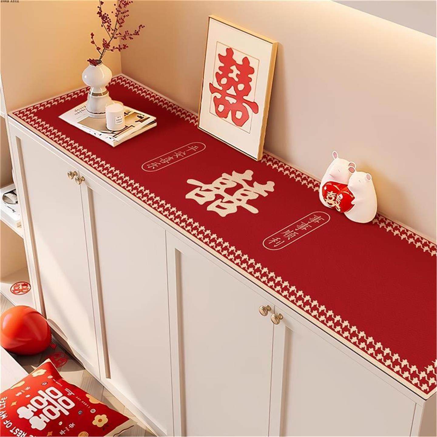 喜庆结婚电视柜台面保护垫轻奢高级感长条桌布餐边柜桌垫鞋柜垫子,淘宝优惠券,粉丝福利购,淘宝优惠卷