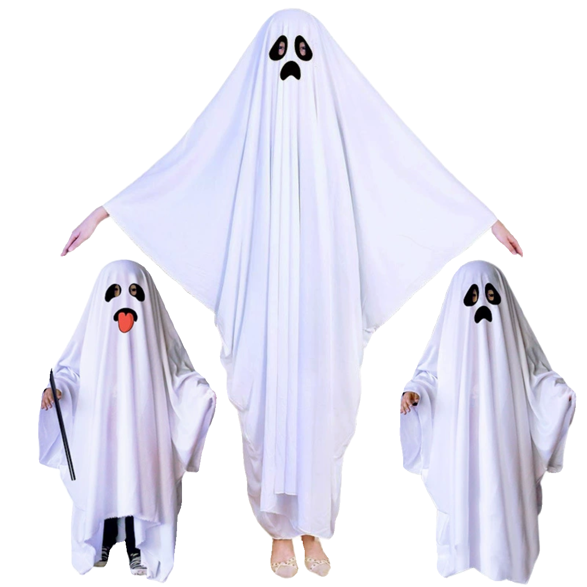 万圣节儿童成人服装幽灵鬼衣服斗篷服饰装饰白色鬼衣扮鬼道具服-图0