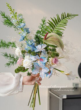 轻奢高端设计师款花束摄影拍照道具假花家居自然风花艺仿真花摆设