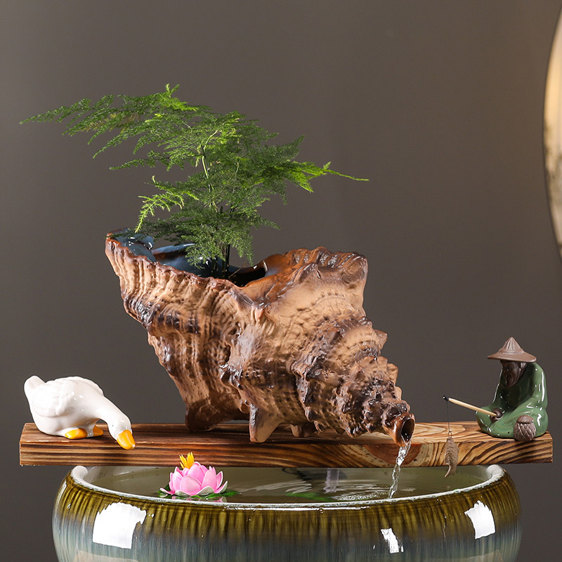 庭院花园鱼缸造景古法养鱼开口罐流水罐循环流水生态缸流水摆件,淘宝优惠券,粉丝福利购,淘宝优惠卷