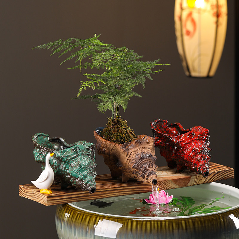 庭院花园鱼缸造景古法养鱼开口罐流水罐循环流水生态缸流水摆件,淘宝优惠券,粉丝福利购,淘宝优惠卷