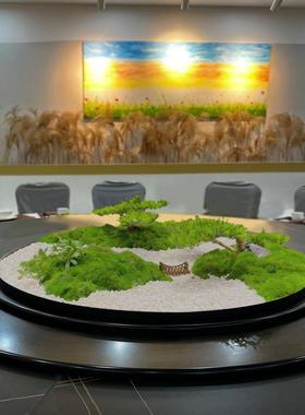 酒店大圆桌中间转盘摆件饭店餐桌花假花中心景观简约风装饰品摆花