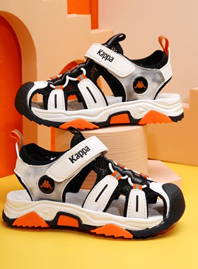 Kappa Kids卡帕儿童凉鞋男童2024夏季新款透气镂空软底女童沙滩鞋