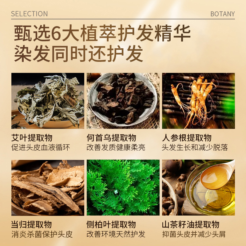 草本熬制单剂护染膏植物萃取护理型染发膏染发剂盖白无氨俏能瑶染 - 图1