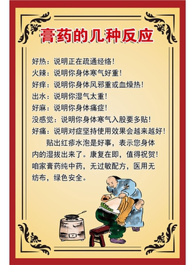 膏药的起源与功效海报贴纸中医养生馆装饰画黑膏药直播背景介绍图