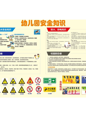 幼儿园安全知识日常标识班级教师布置文化走廊安全标志贴纸墙贴