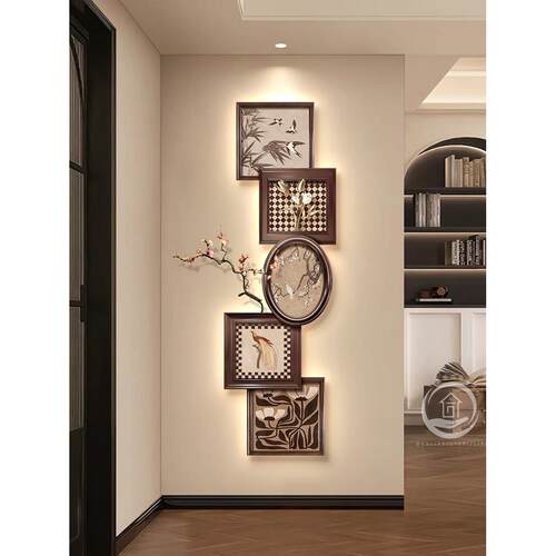 中古风玄关装e饰画法式覆古客厅入户高级感壁灯画走廊尽头艺术挂 - 图0