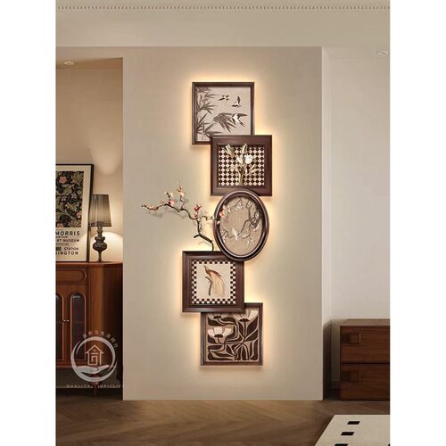 中古风玄关装e饰画法式覆古客厅入户高级感壁灯画走廊尽头艺术挂 - 图2