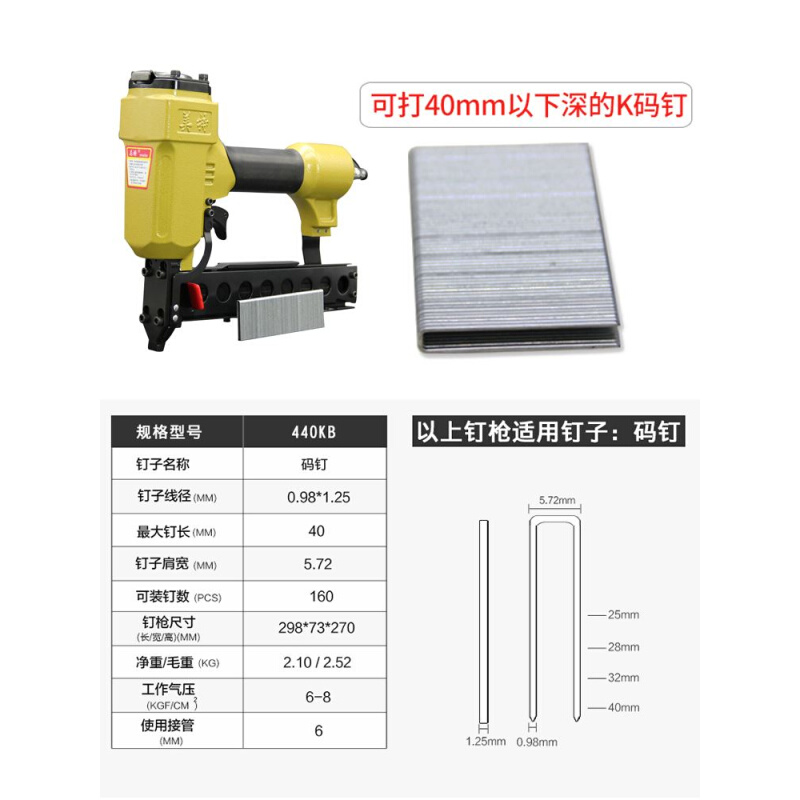 美特440K气动码钉枪 u型钉438k马钉枪木架包装箱打钉枪木工气钉枪 - 图0