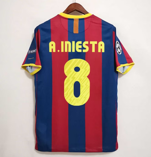 10 11 Retro Barcelona MESSI David Villa Xavi Soccer Jerseys - 图1