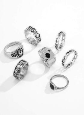 7pcs set card Poker ring Men