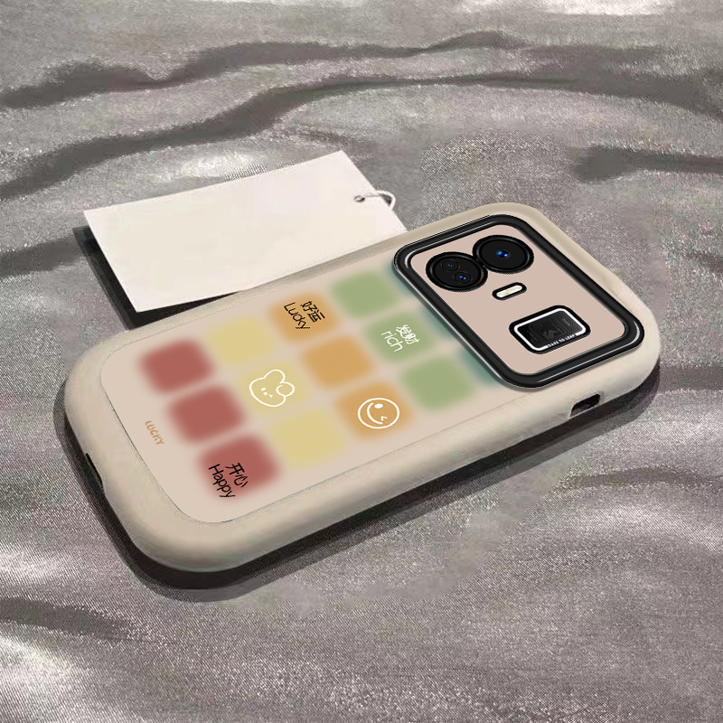 适用真我GTneo5手机壳realmeGTneo3/2新款晕染彩色格子硅胶保护套软壳男个性潮女oppo防摔全包realmeneo5创意 - 图1