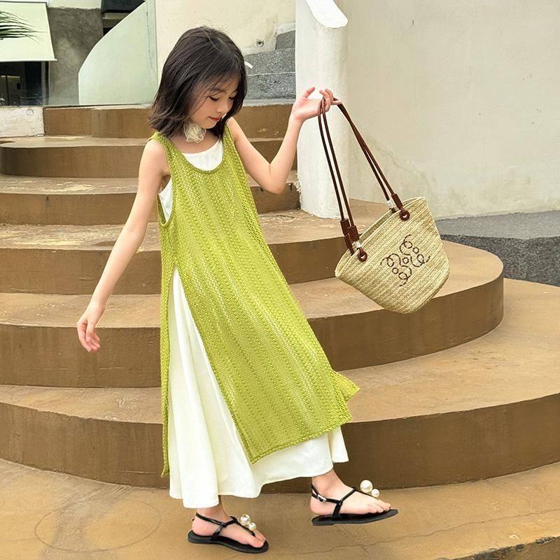 巴拉妮琪女童套装连衣裙2025年新款高级感吊带中大童度假风两件套,淘宝优惠券,粉丝福利购,淘宝优惠卷