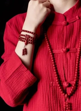 108颗手链手串事事如意朱砂佛珠转运6mm8mm男女同款单质朱砂手链