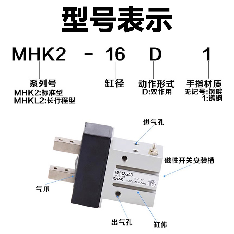 SMC带防尘罩手指气缸MHK2-12D-16D-20D-25D/MHKL2-12D-16D-20D-25 - 图0