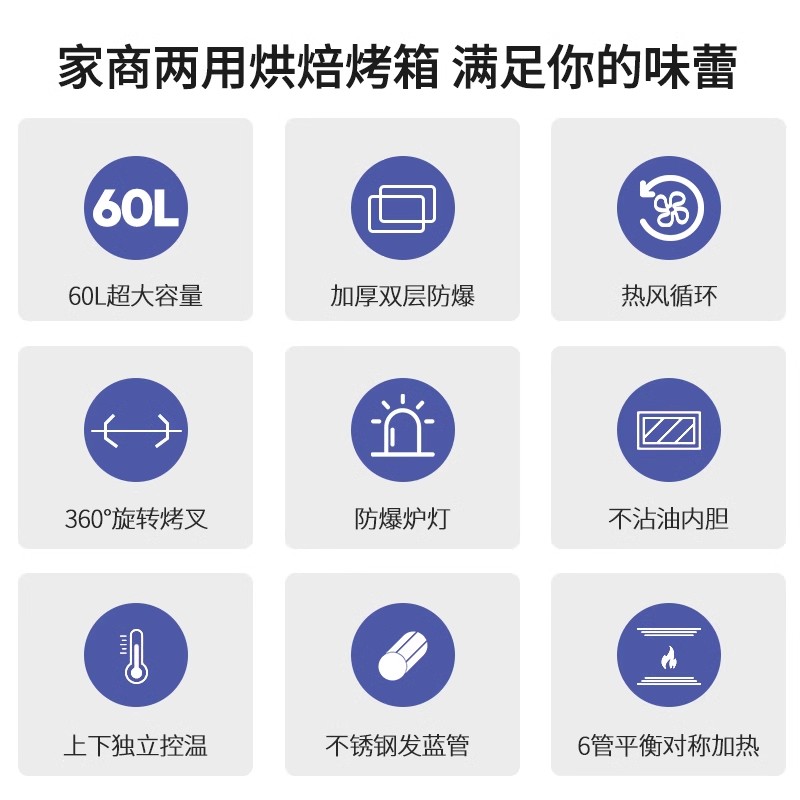 格兰仕烤箱家用电烤箱商用大容量烘焙多功能全自动60升2024新款-图2
