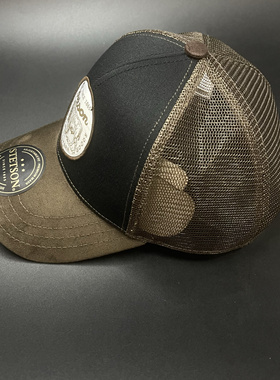 咖啡拼黑斯坦森卡车司机帽新款美式复古帽网眼透气时尚百搭网帽