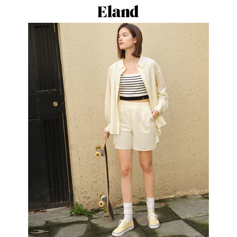 【Eland奥莱】衣恋休闲短裤女抽绳防晒宽松运动裤子夏季,淘宝优惠券,粉丝福利购,淘宝优惠卷