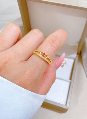 【真金电镀】开口蝴蝶结女时尚微镶轻奢指环食指戒网红同款冷淡风