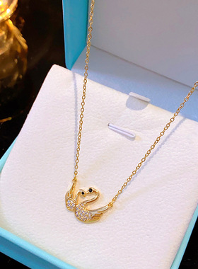 欧美简约时尚双天鹅项链女小众轻奢设计感网红锁骨链气质百搭饰品