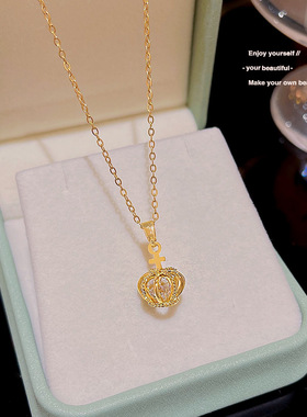 简约几何灯笼吊坠项链钛钢优雅气质锁骨链2024年新款潮网红颈链女