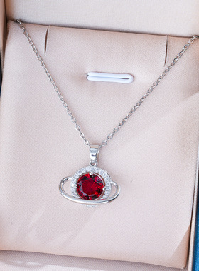 跨境梦幻星球星月新款蓝色锆石星空钛钢项链女时尚百搭锁骨链