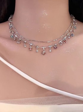 多巴胺氛围~叠戴蝴蝶choker颈链彩色项链女2024新款配饰锁骨链