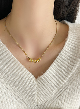 五福临门几何吊坠项链轻奢高级感女士INS优雅气质小众钛钢锁骨链