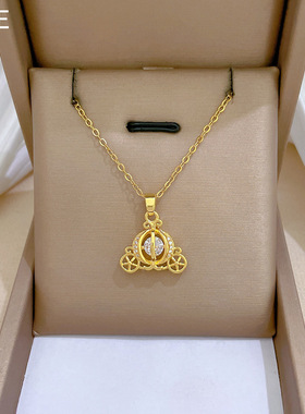 【钛钢】香车包包满钻轻奢气质华丽满钻项链女百搭锁骨链钛钢链条