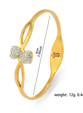手镯女 跨境卡扣爱心钛钢韩式开口弹簧饰品时尚镶钻饰品欧美复古