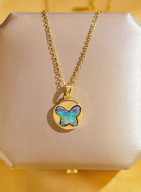 炫彩贝面集合套装蝴蝶月亮爱心项链女小众钛钢百搭锁骨链网红饰品