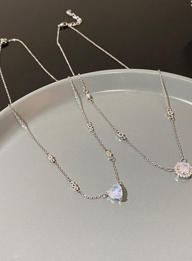 轻奢高级感超闪锆石项链女小众气质新款钛钢锁骨链百搭辣妹配饰品