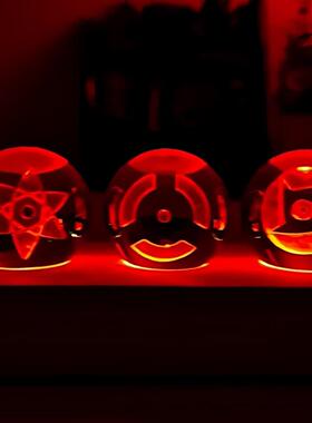 火影忍者写轮眼小夜灯创意水晶球发光小摆件led夜光氛围灯展示台.