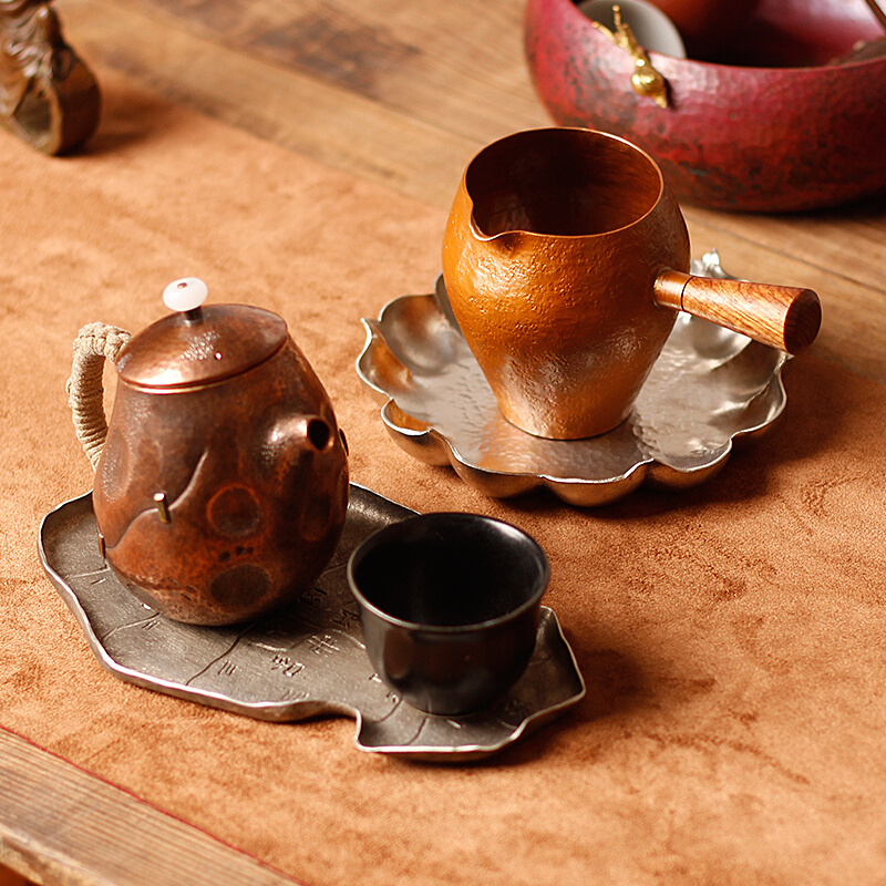 定制裕隆全纯手工茶托杯垫纯锡制茶具零配件壶承茶台茶盘杯托高端 - 图1