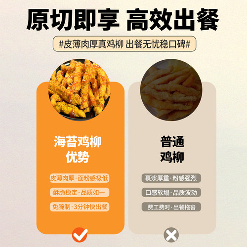 海苔鸡柳裹粉鸡柳商用无骨脆皮鸡柳冷冻半成品油炸小吃炸鸡店商用 - 图2