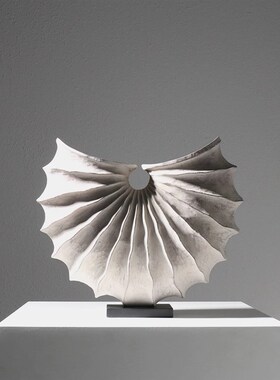 现代简约半月树脂抽象摆件样板房间售楼处电视柜软装X饰品艺术雕